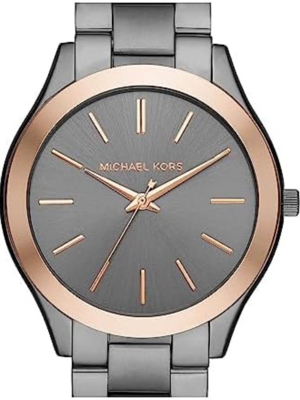 Michael Kors- Slim Runway Three-Hand Beige Gold-Tone Watch